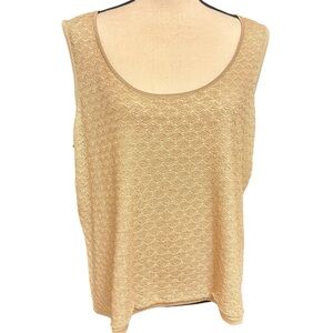 Talbots Tank Top Silk Lace Cream Beige Camisole Round Neck Plus size 2X *FLAWS*